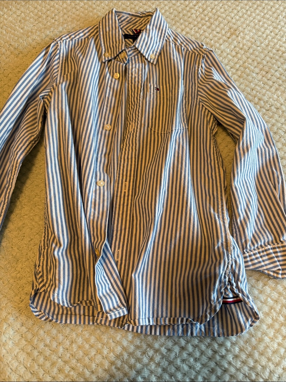 Tommy Hilfiger Blue & White Striped Button-Down Shirt